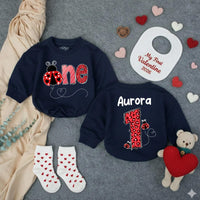 Custom Ladybug First Birthday Baby Romper with Name, Soft Cotton 1st Birthday Outfit for Girls, Adorable Valentine-Themed Party Wear