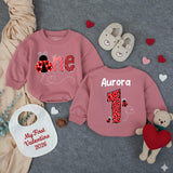 Custom Ladybug First Birthday Baby Romper with Name, Soft Cotton 1st Birthday Outfit for Girls, Adorable Valentine-Themed Party Wear