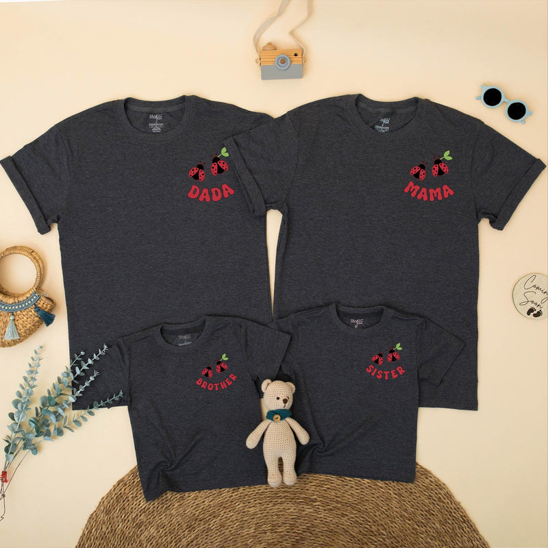 Custom Ladybug Matching Family Shirts for 1st Birthday Girl, Soft Cotton Mama Dada Sister Romper Set for Milestone Photos & Celebrations