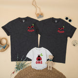 Custom Ladybug Matching Family Shirts for 1st Birthday Girl, Soft Cotton Mama Dada Sister Romper Set for Milestone Photos & Celebrations