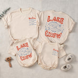 Custom Lake Crew Shirt & Romper Set with Fish Artwork, Matching Family Summer Outfits for Babies, Kids, and Adults in Soft Cotton