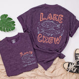 Custom Lake Crew Shirt & Romper Set with Fish Artwork, Matching Family Summer Outfits for Babies, Kids, and Adults in Soft Cotton