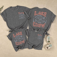 Custom Lake Crew Shirt & Romper Set with Fish Artwork, Matching Family Summer Outfits for Babies, Kids, and Adults in Soft Cotton