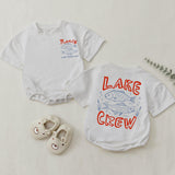 Custom Lake Crew Shirt & Romper Set with Fish Artwork, Matching Family Summer Outfits for Babies, Kids, and Adults in Soft Cotton