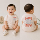 Custom Lake Crew Shirt & Romper Set with Fish Artwork, Matching Family Summer Outfits for Babies, Kids, and Adults in Soft Cotton