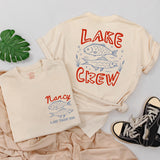 Custom Lake Crew Shirt & Romper Set with Fish Artwork, Matching Family Summer Outfits for Babies, Kids, and Adults in Soft Cotton