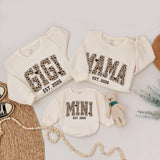 Custom Leopard Print Mama Mini Matching Sweatshirts, Soft Cotton Mommy and Me Outfits, Personalized Family Shirts for Mom and Baby