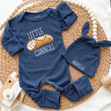 Custom Little Cannoli Baby Bodysuit & Hat Set, Soft Cotton Newborn Outfit for Italian Baby Gift, Personalized Name, Perfect for Photos
