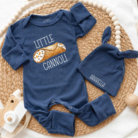 Custom Little Cannoli Baby Bodysuit & Hat Set, Soft Cotton Newborn Outfit for Italian Baby Gift, Personalized Name, Perfect for Photos