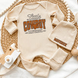 Custom Little Cowboy Bodysuit & Hat Set for Baby Boys, Western Take-Home Outfit with Name, Soft Cotton Newborn Gift for Country Style