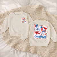 Custom Little Miss Firecracker Shirt for Girls, 4th of July Outfit, Toddler Baby Romper, Patriotic Red White Blue Design, Holiday Gift