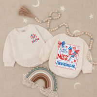 Custom Little Miss Firecracker Shirt for Girls, 4th of July Outfit, Toddler Baby Romper, Patriotic Red White Blue Design, Holiday Gift