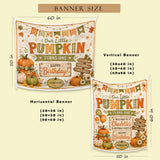 Custom Little Pumpkin First Birthday Silk Banner with Fall Theme, Orange and Green Motifs, Perfect for Baby Milestone Celebrations