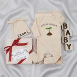 Custom Little Sprout Baby Romper and Hat Set with Name, Ribbed Cotton Newborn Outfit for Boys or Girls, Perfect Baby Shower Gift