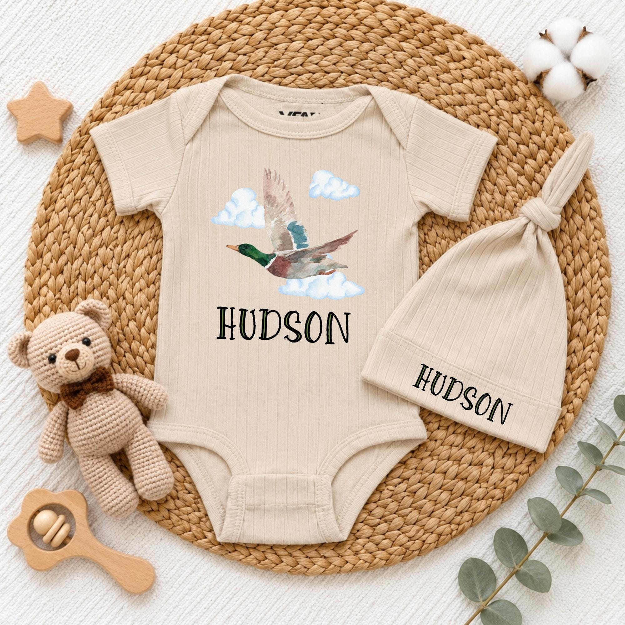 Custom Little Sweet Pea Baby Bodysuit & Hat Set, Soft Beige Cotton Newborn Outfit, Cute Garden Theme, Coming Home & Baby Shower Gift