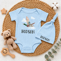 Custom Little Sweet Pea Baby Bodysuit & Hat Set, Soft Beige Cotton Newborn Outfit, Cute Garden Theme, Coming Home & Baby Shower Gift