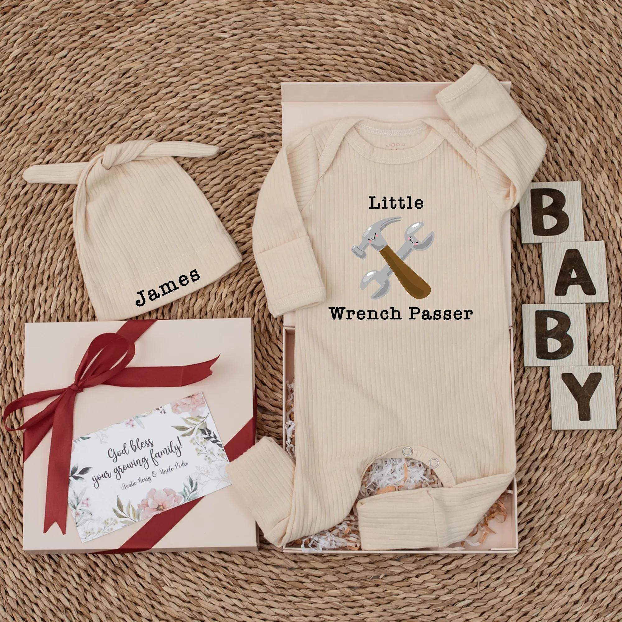 Custom Little Wrench Passer Baby Bodysuit Personalized Mechanic Outfit Gift for Car Enthusiast Daddy's Little Helper Baby Shower