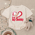 Custom I Love My Daddy Baby Romper with Photo Heart Graphic for Girls, Soft Pink and Red One Month Infant Bodysuit, Personalized Gift