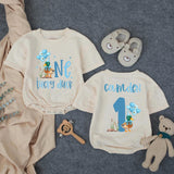 Custom Lucky Duck First Birthday Romper for Baby Boys, Soft Cotton Outfit with Blue Duck Artwork, Perfect for Milestone Photos & Parties
