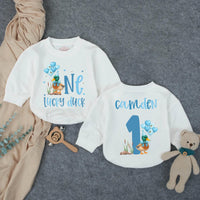 Custom Lucky Duck First Birthday Romper for Baby Boys, Soft Cotton Outfit with Blue Duck Artwork, Perfect for Milestone Photos & Parties