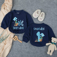 Custom Lucky Duck First Birthday Romper for Baby Boys, Soft Cotton Outfit with Blue Duck Artwork, Perfect for Milestone Photos & Parties