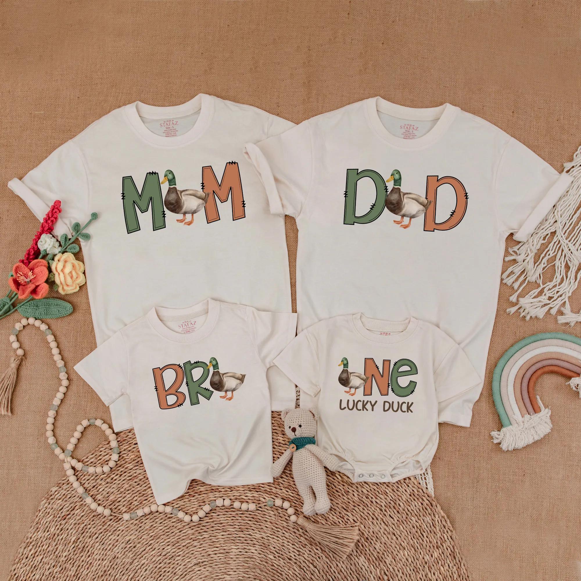 Custom Mallard Duck Matching Family Shirts for First Birthday, Baby Romper, Toddler Tee, Soft Cotton Outfit, Mommy and Me Gift