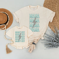 Custom Mama and Mamas Boy Matching Outfits Mint Green Bold Text Lightning Bolt Design Cotton Soft Baby Shower Gift