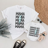 Custom Mama and Mama's Boy Matching Shirts Blue Checkered Lightning Bolt Family Outfits Baby Shower Gift Soft Cotton Toddler Clothes