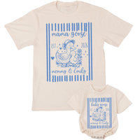 Custom Mama and Mini Goose Matching Shirts Cute Mommy and Me Outfits Personalized Names Cotton Preppy Striped First Mother’s Day Gift