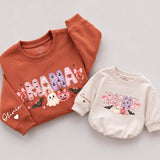 Custom Mama Mini Halloween Sweatshirts with Pink Ghost & Pumpkin Art, Matching Family Outfits for Mom & Toddler, Soft Cotton Crewnecks