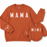 Custom Mama and Mini Matching Outfits in Neutral Beige, Adult Crewneck, Toddler Sweatshirt, Baby Romper, Soft Cotton, Sizes NB-2XL