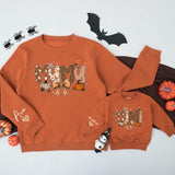 Custom Mama Mini Sweatshirts with Pumpkin Bow Artwork, Matching Family Fall Outfits for Mom and Baby, Soft Cotton Autumn Sweater