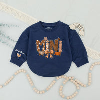 Custom Mama Mini Sweatshirts with Pumpkin Bow Artwork, Matching Family Fall Outfits for Mom and Baby, Soft Cotton Autumn Sweater
