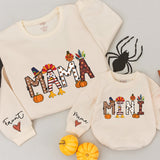Custom Mama and Mini Thanksgiving Sweatshirts with Autumn Patterns Family Matching Fall Outfits Soft Cotton Mom Baby Celebration Gift