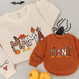 Custom Mama and Mini Thanksgiving Sweatshirts with Autumn Patterns Family Matching Fall Outfits Soft Cotton Mom Baby Celebration Gift