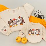 Custom Mama and Mini Thanksgiving Sweatshirts with Autumn Patterns Family Matching Fall Outfits Soft Cotton Mom Baby Celebration Gift