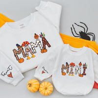 Custom Mama and Mini Thanksgiving Sweatshirts with Autumn Patterns Family Matching Fall Outfits Soft Cotton Mom Baby Celebration Gift