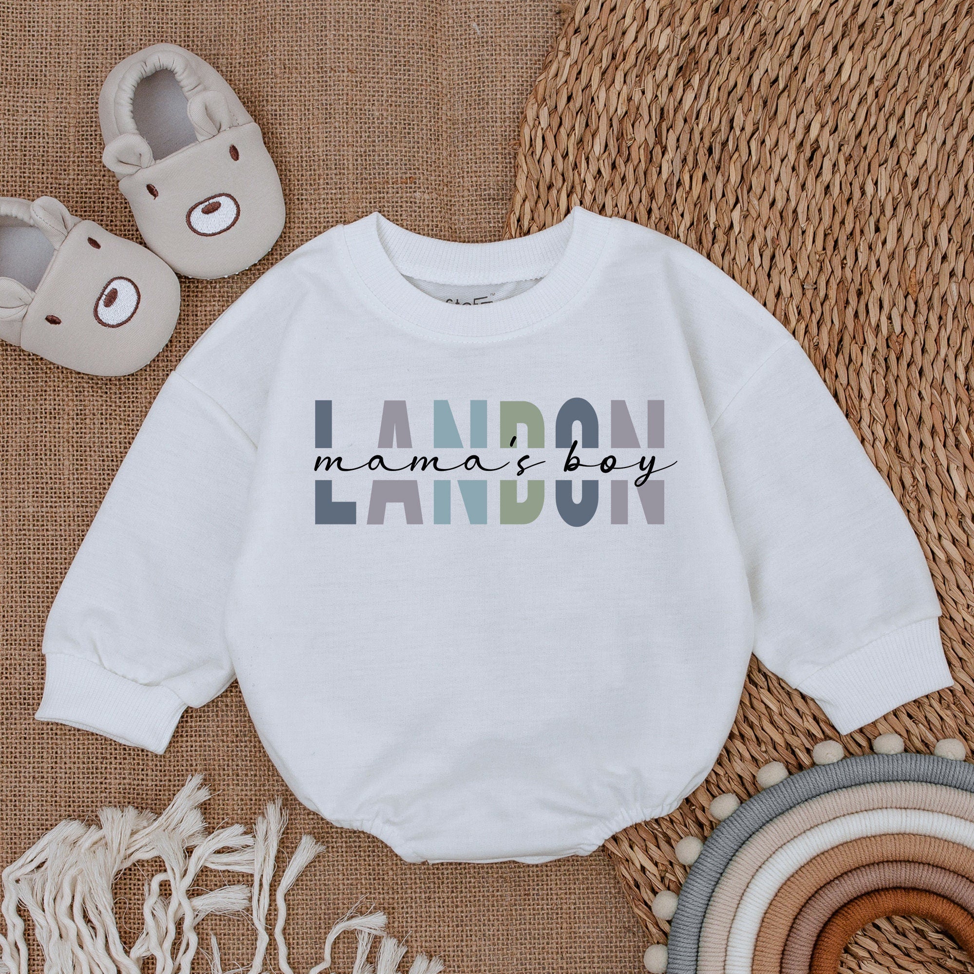 Custom Mama's Boy Blue Gradient Landon Bodysuit Baby Outfit Comfortable Cotton Infant Romper Soft Gift Mother's Day Baby Shower
