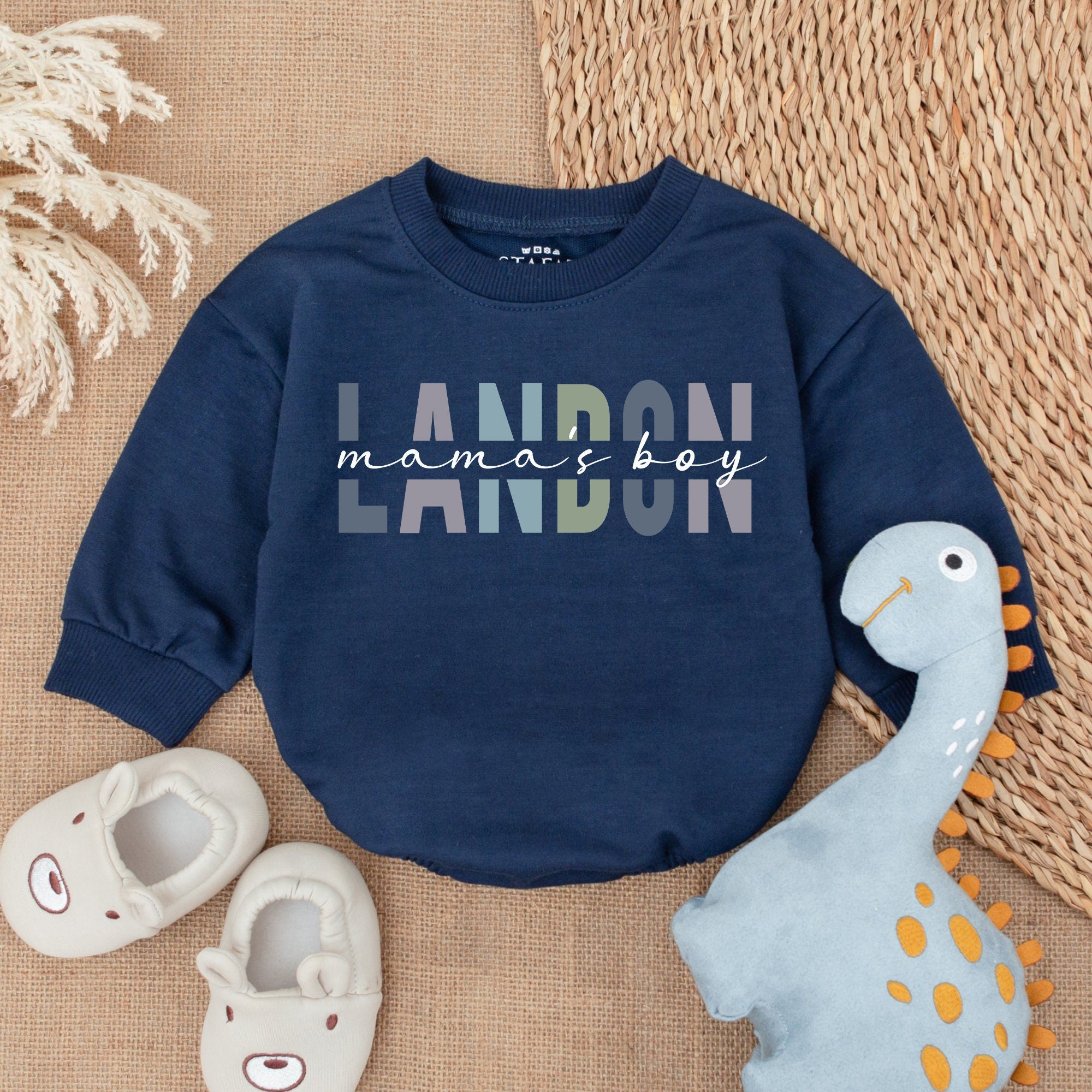 Custom Mama's Boy Blue Gradient Landon Bodysuit Baby Outfit Comfortable Cotton Infant Romper Soft Gift Mother's Day Baby Shower
