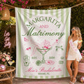 Custom Margarita Bachelorette Silk Banner with Green Stripes, Retro Cocktail Artwork, Mia's Miami Beach Party Backdrop, August 2026