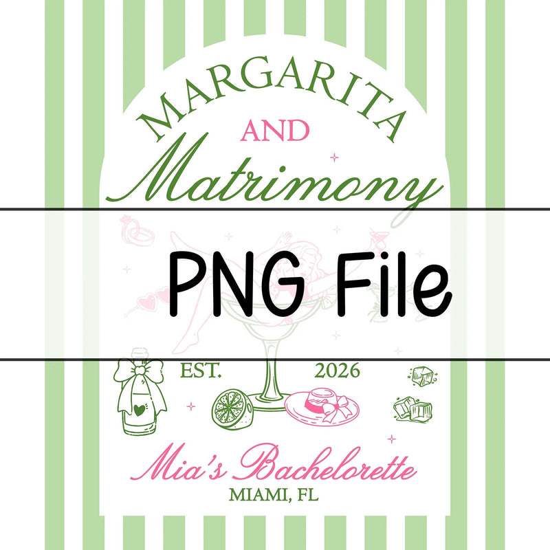 Custom Margarita Bachelorette Silk Banner with Green Stripes, Retro Cocktail Artwork, Mia's Miami Beach Party Backdrop, August 2026