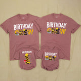 Custom Matching Construction Birthday Crew Shirts for Baby, Toddler, and Family - Soft Cotton Tee and Romper for 1st Birthday Party Outfit