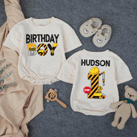 Custom Matching Construction Birthday Crew Shirts for Baby, Toddler, and Family - Soft Cotton Tee and Romper for 1st Birthday Party Outfit