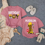 Custom Matching Construction Birthday Crew Shirts for Baby, Toddler, and Family - Soft Cotton Tee and Romper for 1st Birthday Party Outfit