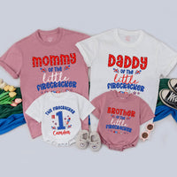 Custom Matching Family 4th of July Shirts, Daddy Mommy Brother Baby Little Firecracker 1st Birthday Outfit, Soft Cotton Patriotic Tees