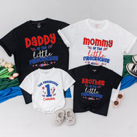 Custom Matching Family 4th of July Shirts, Daddy Mommy Brother Baby Little Firecracker 1st Birthday Outfit, Soft Cotton Patriotic Tees