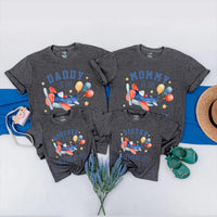 Custom Matching Family Airplane Birthday Shirts Daddy Mommy Brother One Year Flew By Outfit for Baby Boy 1st Party Gift Colorful Design