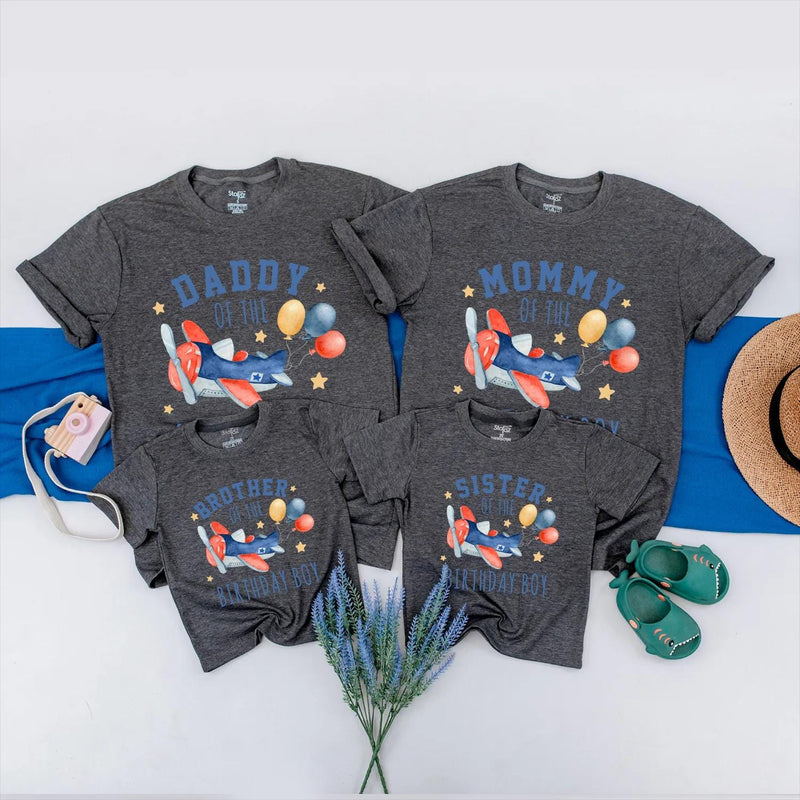 Custom Matching Family Airplane Birthday Shirts Daddy Mommy Brother One Year Flew By Outfit for Baby Boy 1st Party Gift Colorful Design