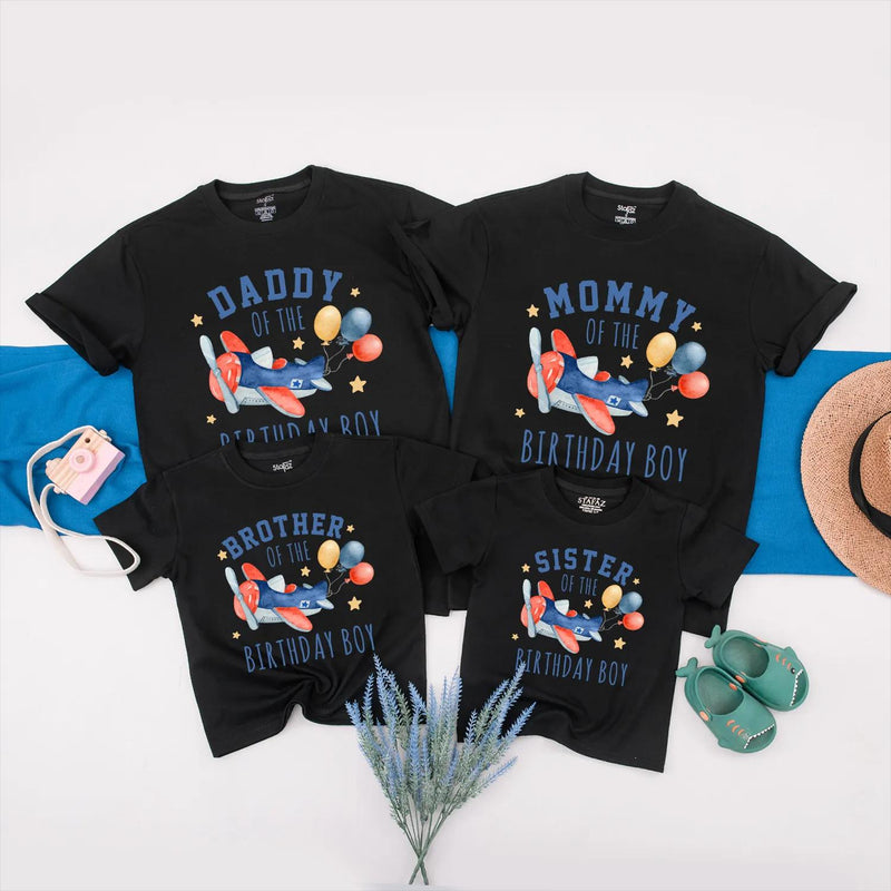Custom Matching Family Airplane Birthday Shirts Daddy Mommy Brother One Year Flew By Outfit for Baby Boy 1st Party Gift Colorful Design