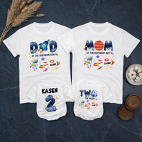 Custom Matching Family Astronaut Birthday Shirts, Two the Moon Toddler Romper & Mom Dad Tees, Soft Cotton for 2nd Birthday Party Outfit